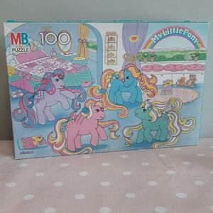 Vintage Hasbro My Little Pony Puzzle 1989 - Pink, Blue, Purple Green Ponies